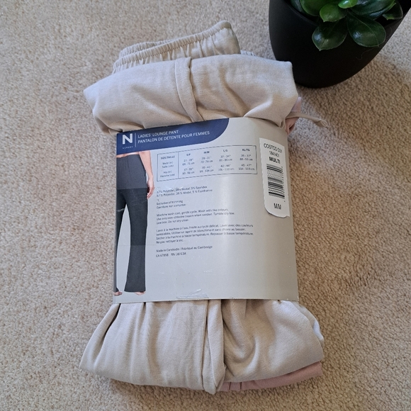 New! Natori Lounge Pants Size Medium Pink Beige PJ Pants Casual Neutral Relaxed - Picture 9 of 14